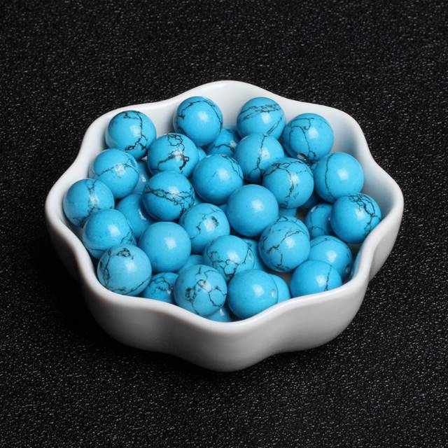 Bead manik mote batu alam pirus biru 8 mm