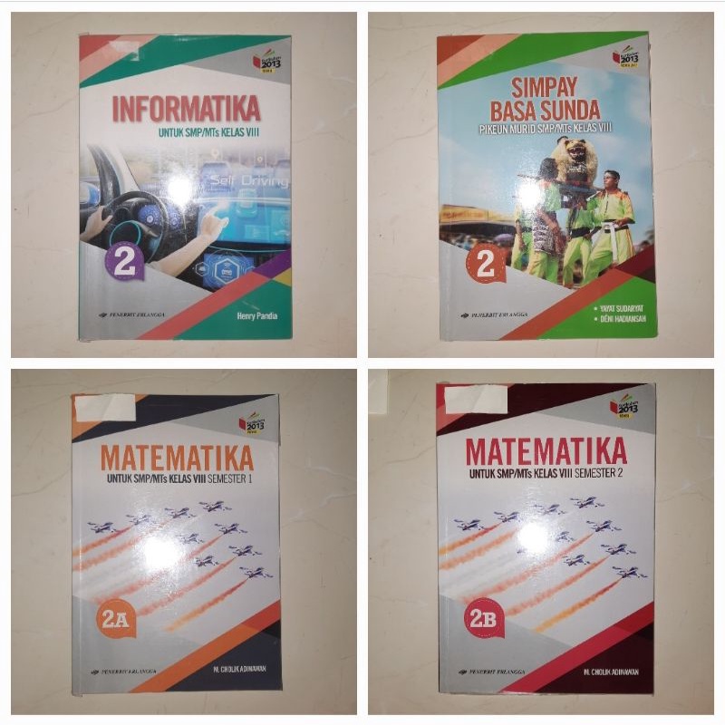 Buku Bekas SMP Kelas 8 XIII - Informatika Erlangga, Simpay Basa Sunda Erlangga, Matematika 2A Erlang