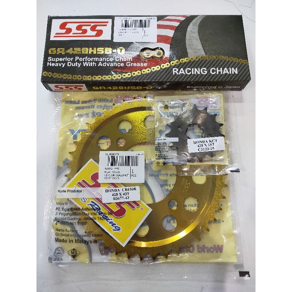 Gir sss Gold series Rantai sss HSBT 428 Honda NEw CBR 150R
