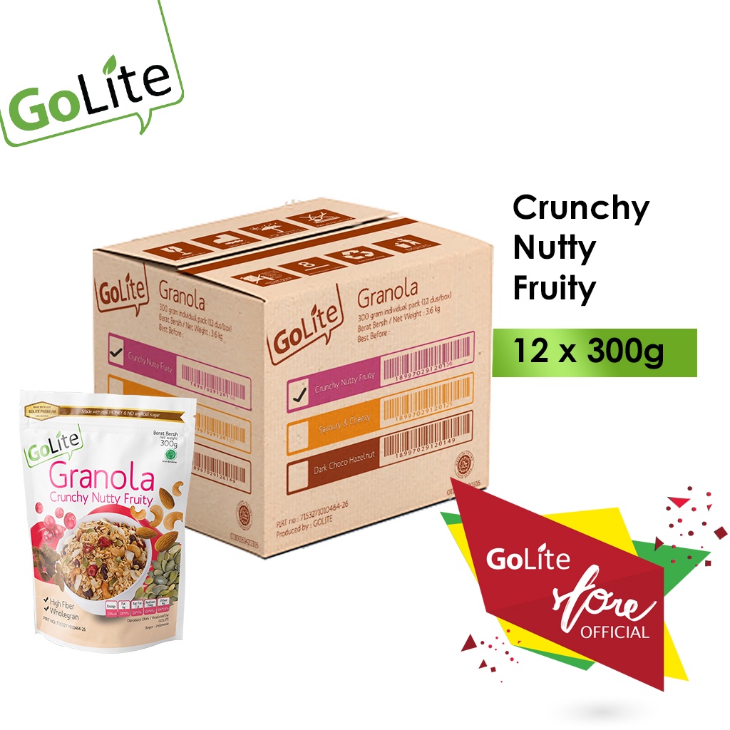 

Granola GoLite Crunchy Nutty Fruity Toasted Muesli 300g -Carton Box 12pcs