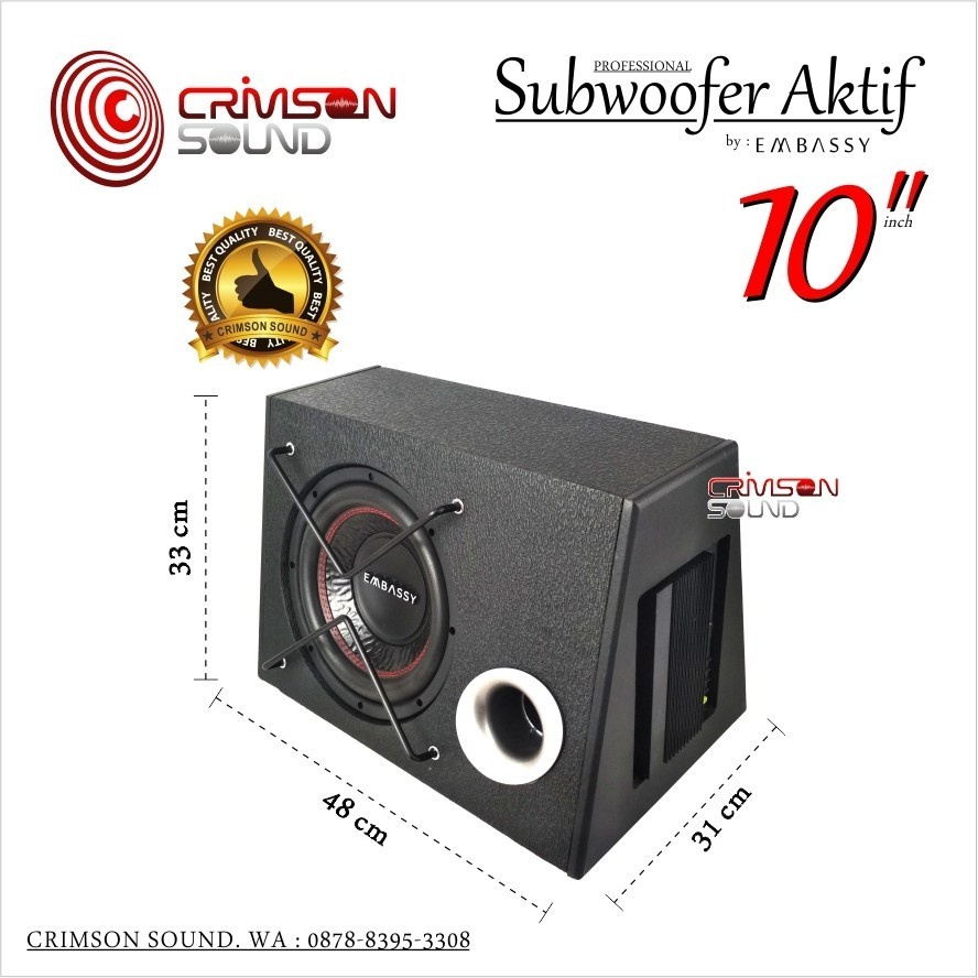 Subwoofer Aktif mobil 10 inch BASSBOX Embassy Trojan EMS-10