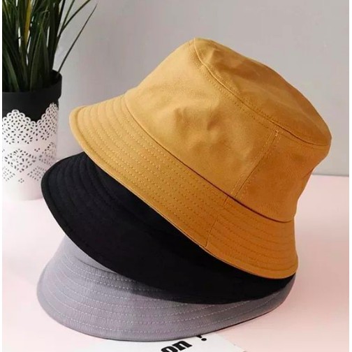 Topi Bucket Hat Korea Bolak Balik Bahan Drill Katun Premium