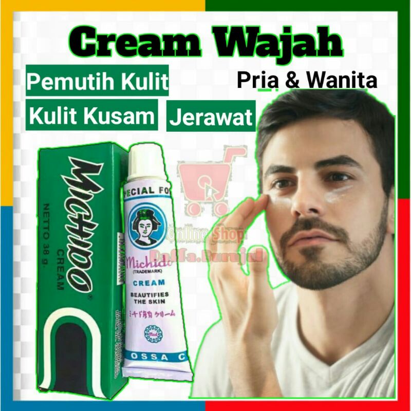 Cream Wajah Michido Pemutih Wajah Kulit Kusam Jerawat Untuk Pria Wanita