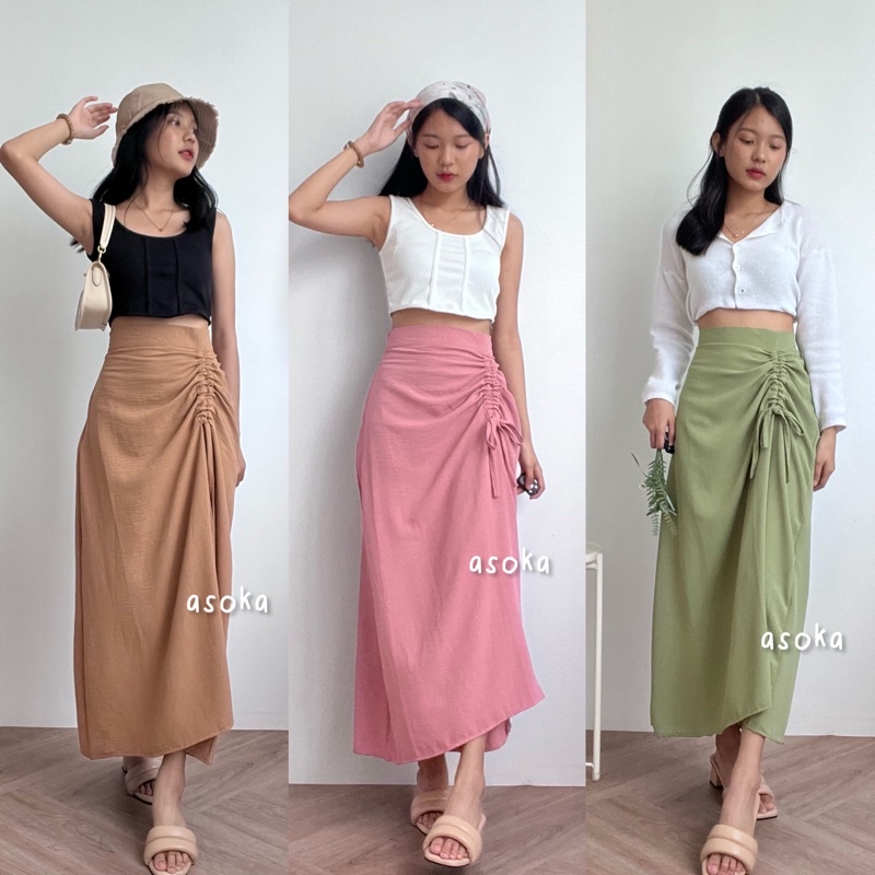 ASOKA Kalla Skirt 1105 - Rok Serut - Midi Maxi Skirt - Rok Serut Casual Korean Look