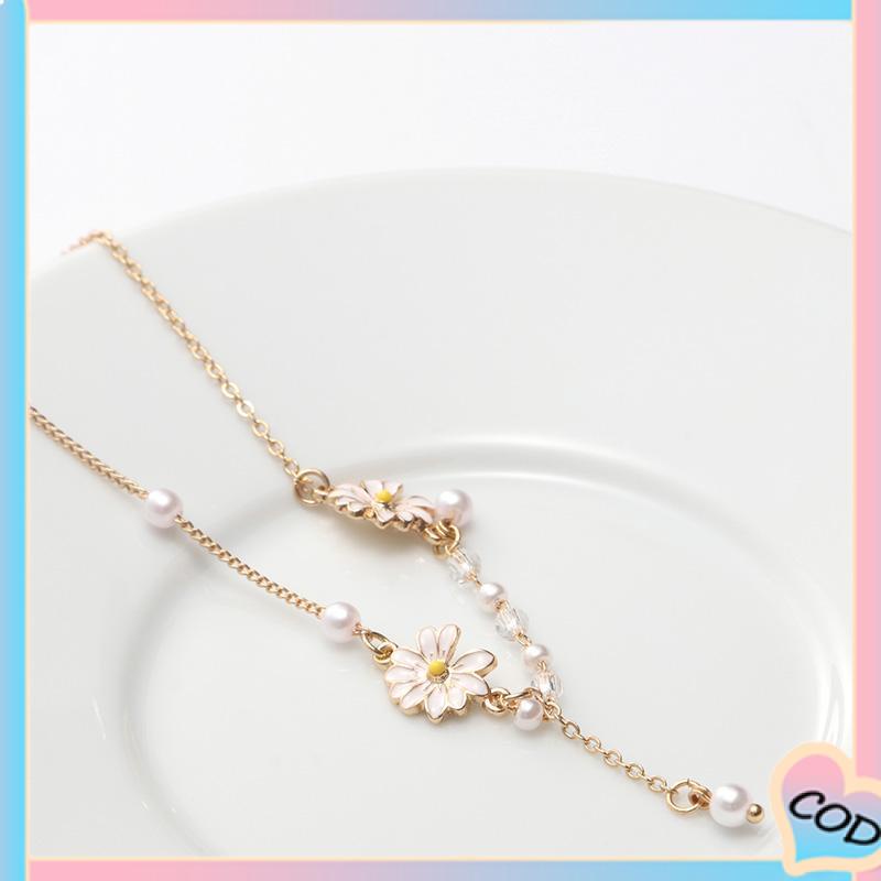 COD❤️ Personalized Anggrek Bunga Daisy Kalung Bunga Kupu-kupu Rantai Klavikula Serbaguna Feminin-A.one