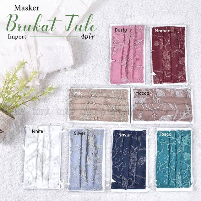 Masker Kain Brukat Tulle Import 4ply Headloop