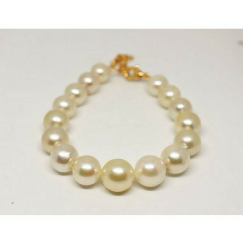 Gelang Full Mutiara laut Putih grade A Super 20,300gram lengkap surat emas dan sertifikat