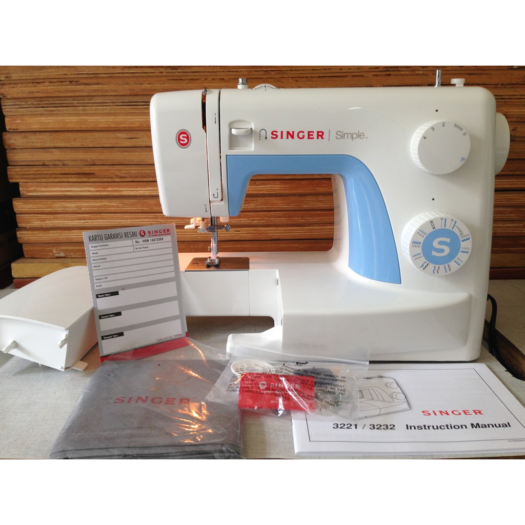 FREE ONGKIR - Singer Simple 3221 Mesin Jahit Portable Multifungsi Sinar Toko Tiga Mesin Jahit