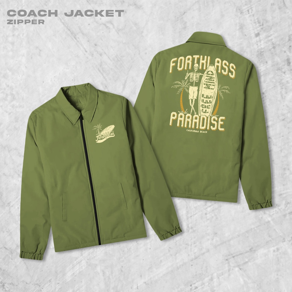 Fortglass Paradise Coach Zipper Jaket Polos Pria Jaket Parasut Unisex