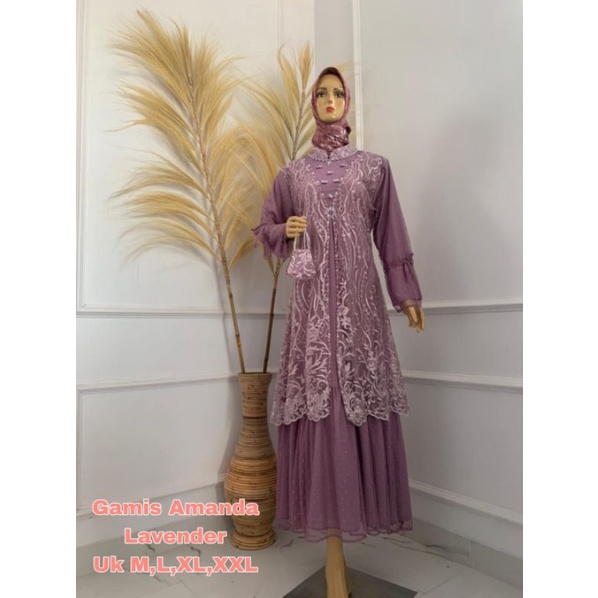 GAMIS AMANDA // BAHAN TILLE PREMIUM KOMBINASI TILLE DOTTY PLUS HIASAN PAYET MUTIARA // KODE DJ