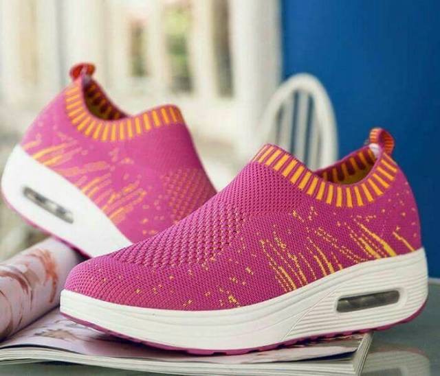 SEPATU WANITA SLIP ON CASUAL EAGLE PINK FANTA | SEPATU CEWEK MOTIF KEREN