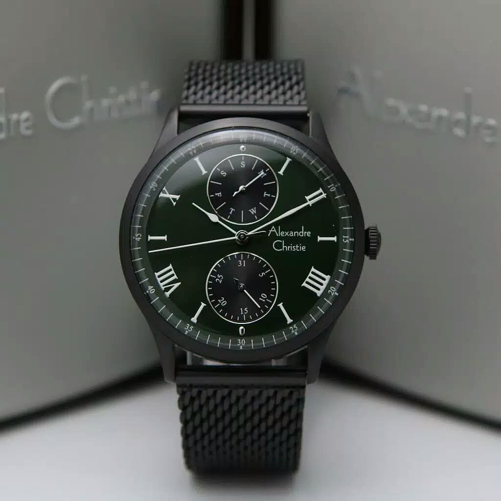 JAM TANGAN PRIA ALEXANDER CHRISTIE ORIGINAL BLACK GREEN AC6437