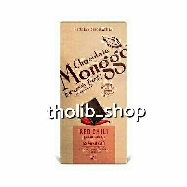 

monggo red chili dark chocolate 58% - coklat hitam dengan cabe merah