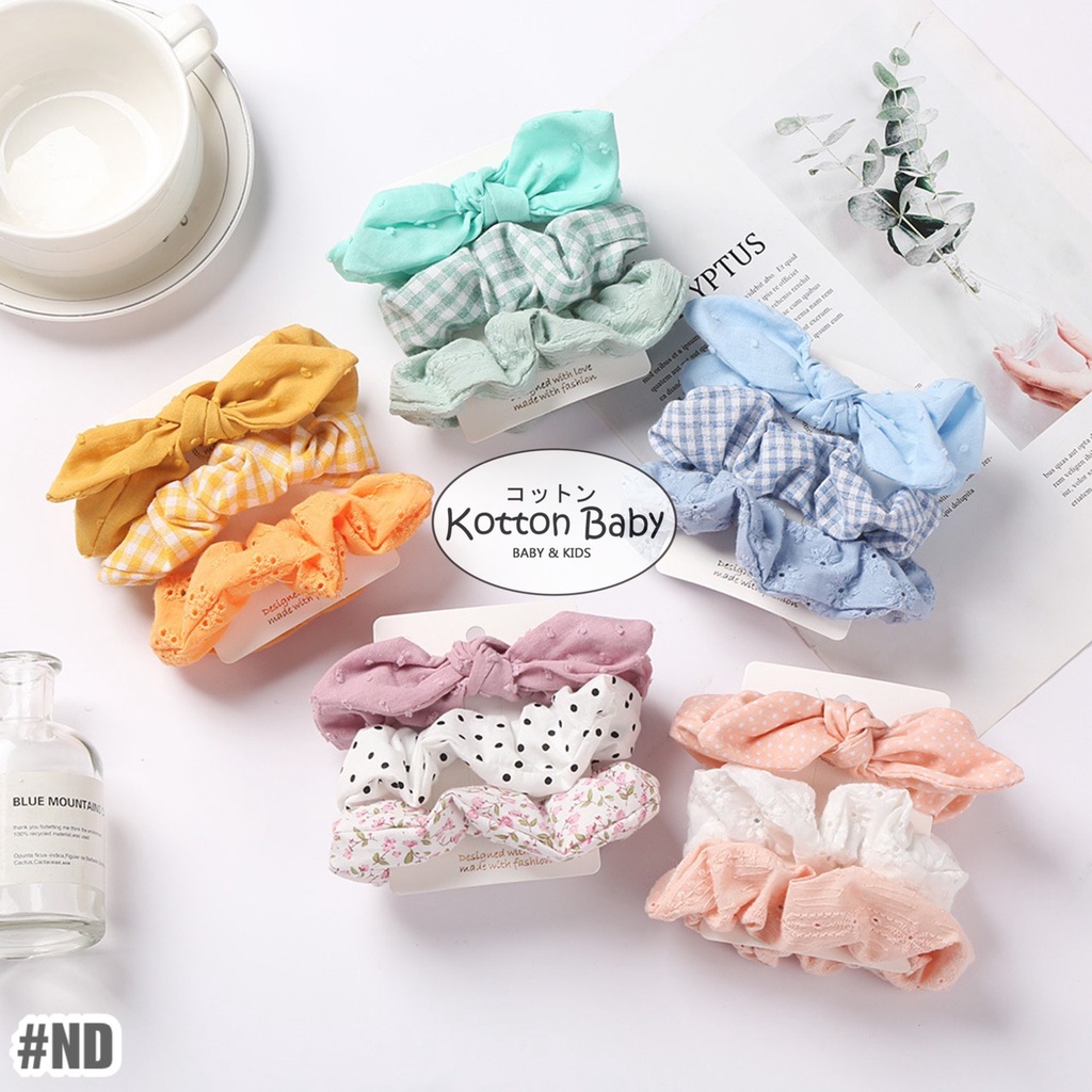 (set 3pcs) ikat rambut scrunchie pita karet rambut anak bayi QUIN CATALOG ND