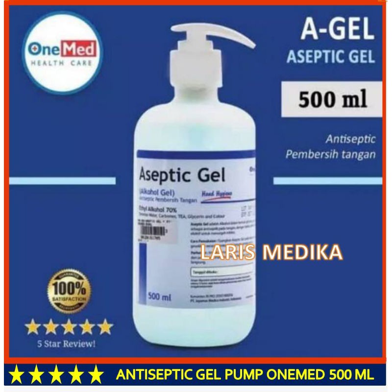 Aseptic Gel 500ml Onemed / Cairan Antiseptik Pump / Antiseptic Gel Dispenser Aseptic Gel 500 ml