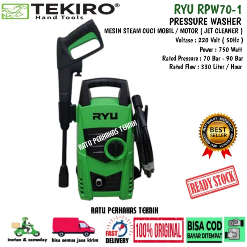 MESIN STEAM CUCI MOBIL MOTOR JET CLEANER TEKIRO RYU RPW 70-1 70 BAR ORIGINAL MURAH PROMO CUCI GUDANG