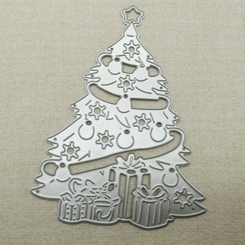 Cetakan Stensil Cutting Dies Motif Pohon Natal Bahan Metal Untuk Scrapbook / Craft DIY