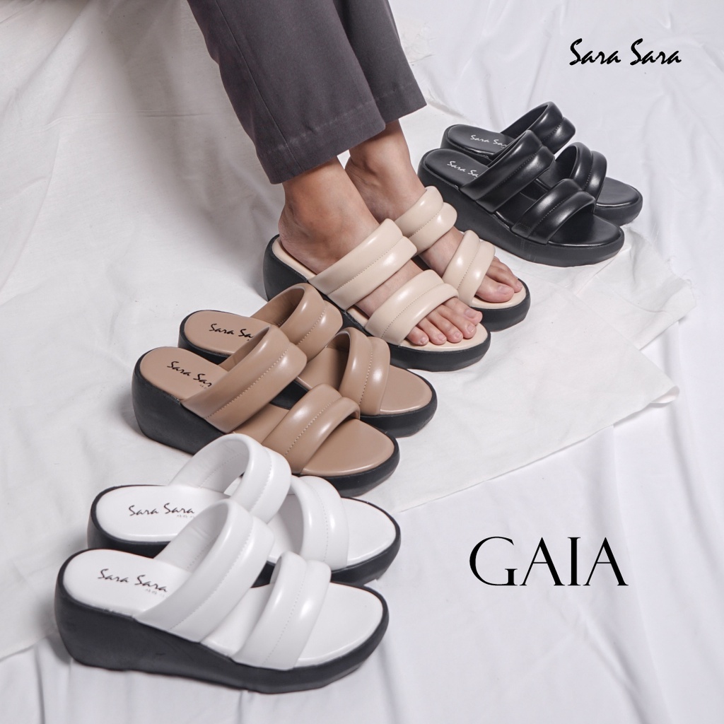 Sara Sara GAIA Sandal Wedges Wanita sandal double strap empuk terbaru