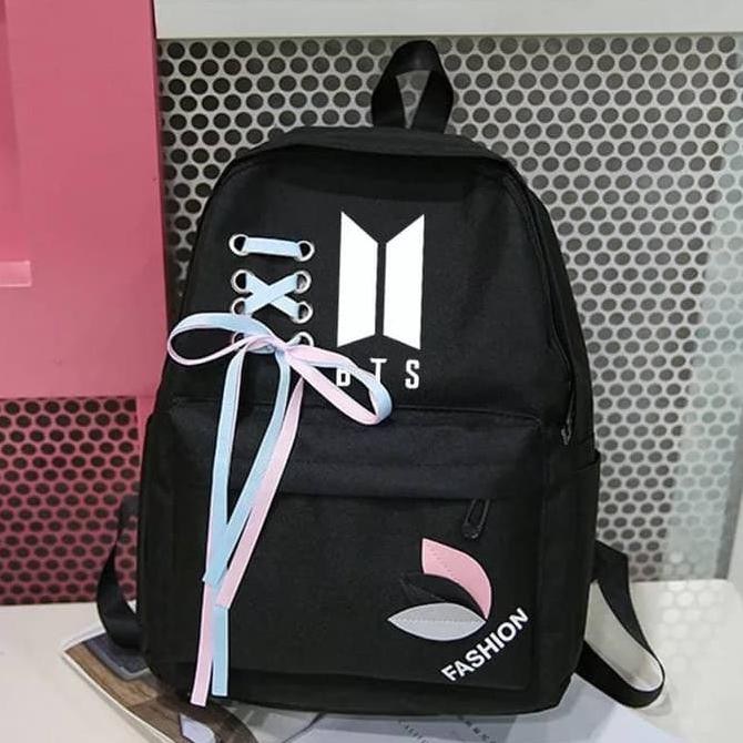 HOT SALE BACKPACK SCHOOL KPOP / TAS SEKOLAH KEKINIAN BTS PITA - MERAH MUDA 