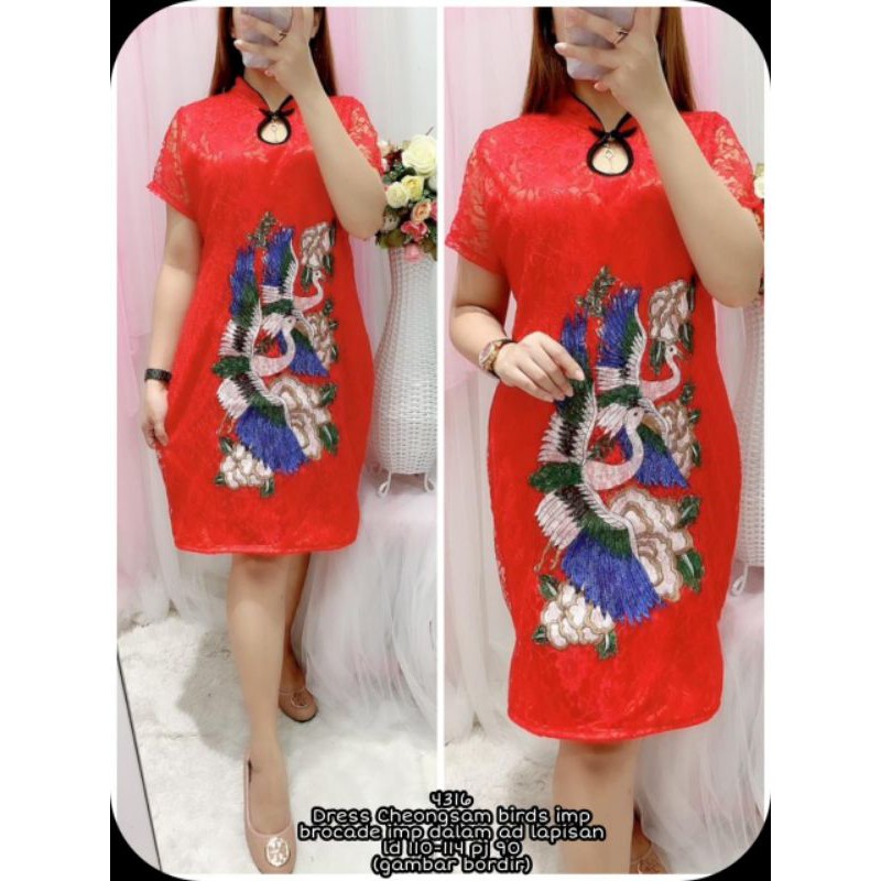 Dress cheongsam birds Brocade Import 4316