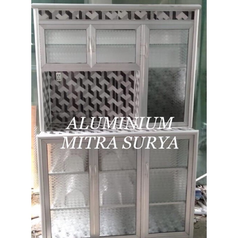 Rak Piring Aluminium Kaca Keramik SUPER 3 Pintu CA Rak Samping Dapur KUAT TEBAL