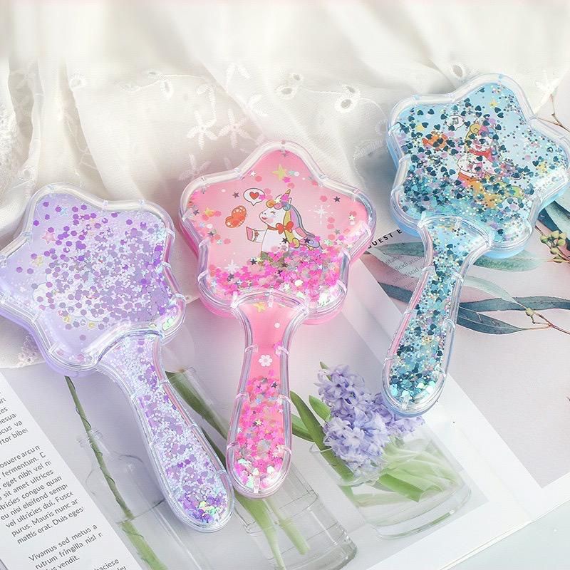 SISIR ANAK PEREMPUAN BENTUK BINTANG GLITTER DETANGLING HAIR BRUSH