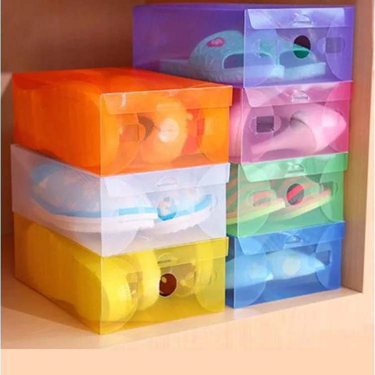 MurmerOfficial Kotak Sepatu Lipat Transparan Serbaguna Shoes Box Organizer Multifungsi R001