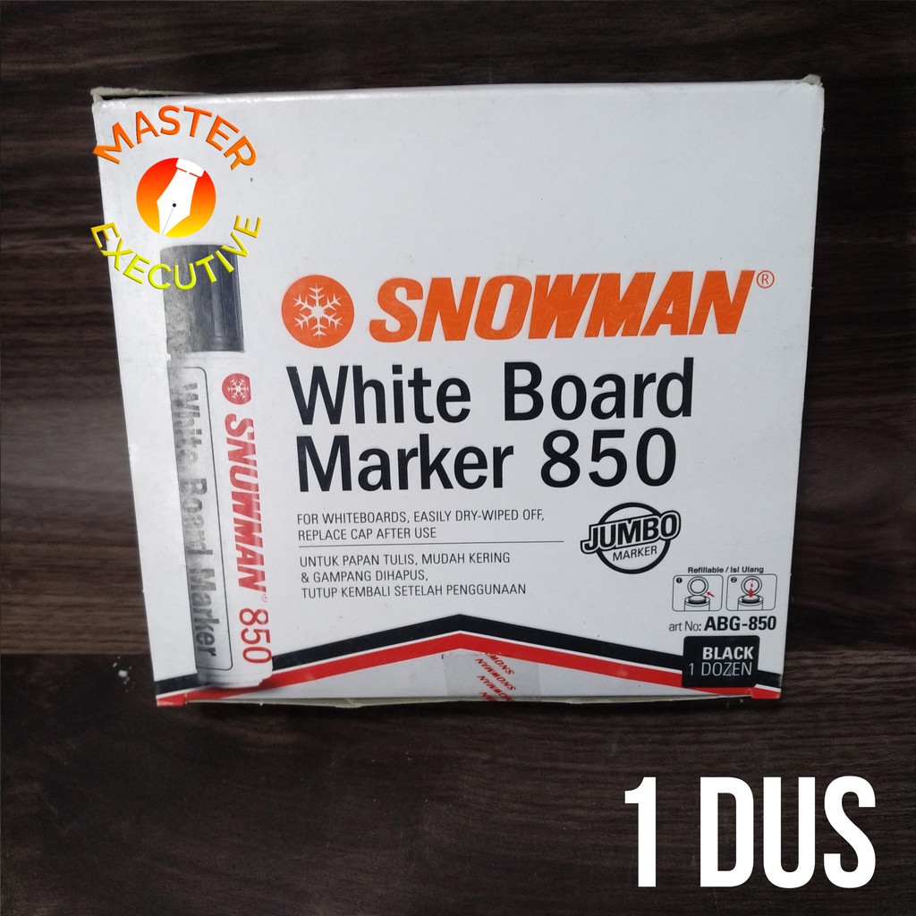 

[Dus - 12 Buah] Snowman JAPAN Black Spidol Jumbo Marker 850 White Board Hitam - Hitam / Biru / Merah