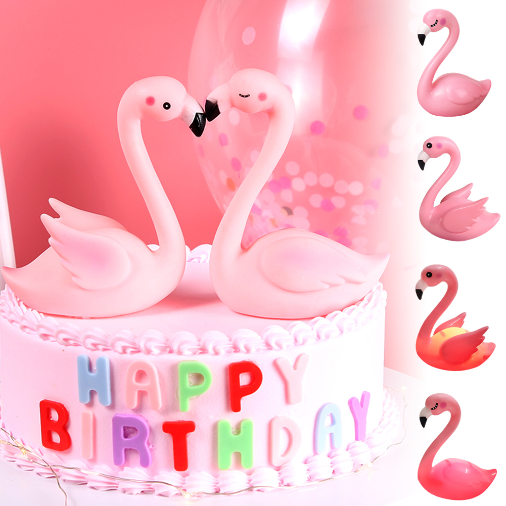 Ornamen Topper Kue Desain Flamingo Dengan Lampu Untuk Dekorasi Pesta Ulang Tahun