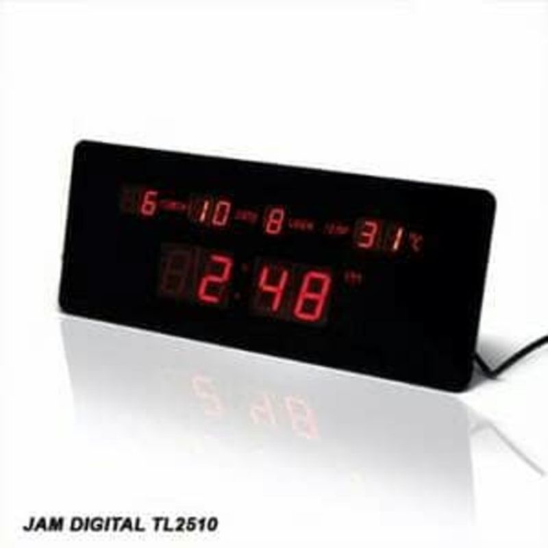 Slim LED DIGITAL CLOCK TTN TL2510 TL3515 electric jam digital menyala merah tanggal dan suhu ruangan