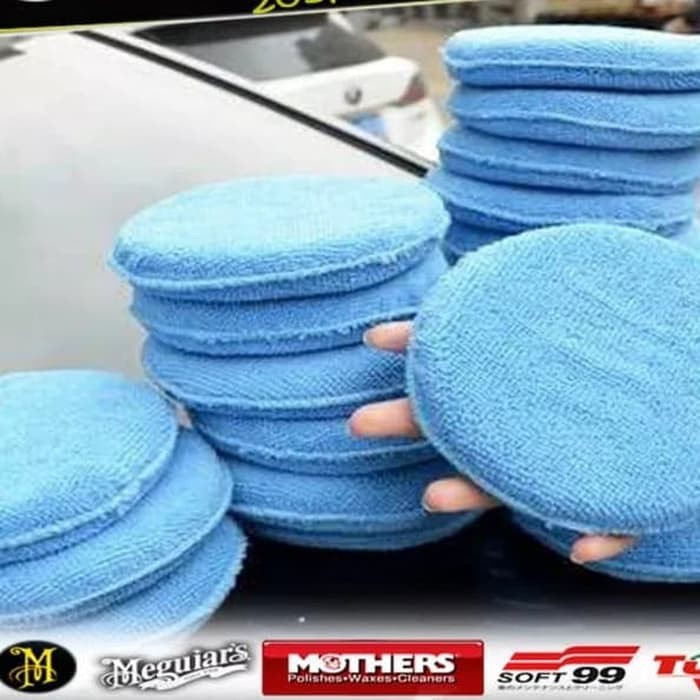 MICROFIBER PAD APLIKASI POLES WAXING BODY MOBIL MOTOR BIRU BULAT - BS405