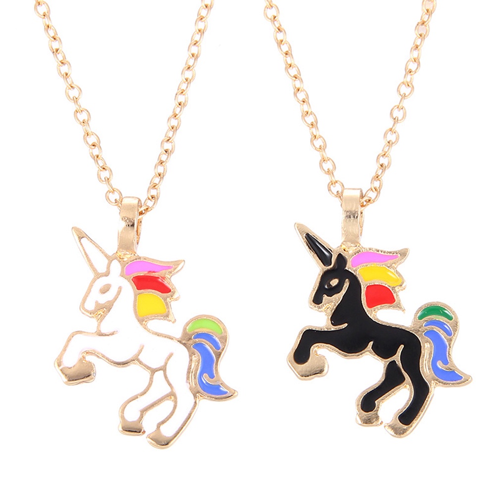 Hu Hu Hu Hu Hu Alat Bantu Pasang Kacamata♡ Kalung Rantai Liontin Unicorn Bahan Alloy Untuk Wanita