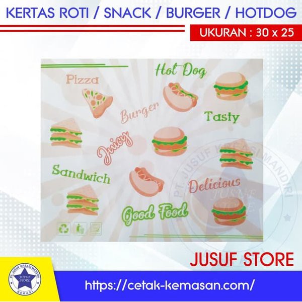 

Miliki Kertas Burger - Hotdog - Roti John - Sandwich - Kebab - Pizza wrapping Paper Terjangkau