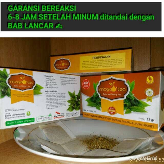 

MagiTea teh obat herbal buang racun PENYEBAB PENYAKIT dari usus ginjal bab air kencing LANCAR