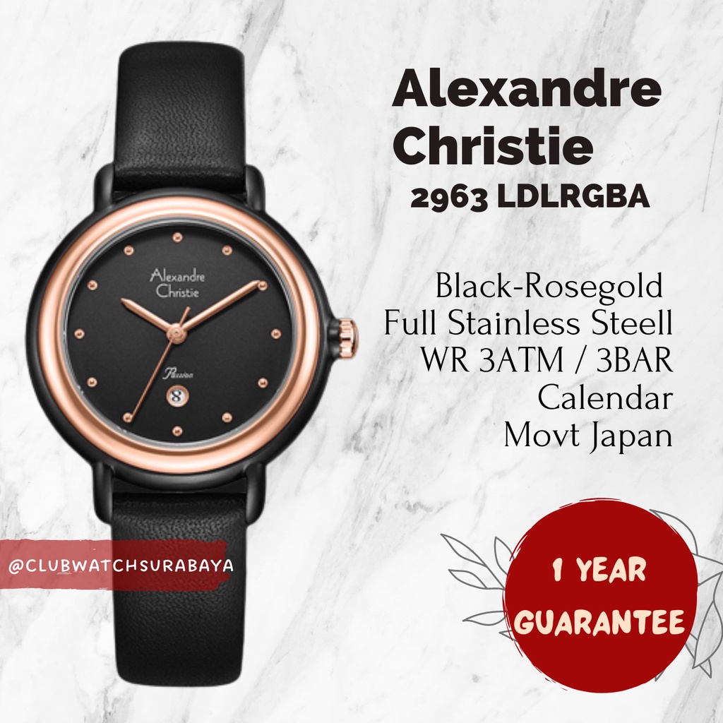 Jam Tangan Wanita Alexandre Christie ORI 2963 LDLRGBA /  Alexandre Christie Jam Tangan Cewek 2963 LD