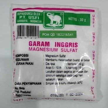 

Garam Inggris cap Gajah Epsom Salt 30 Gr