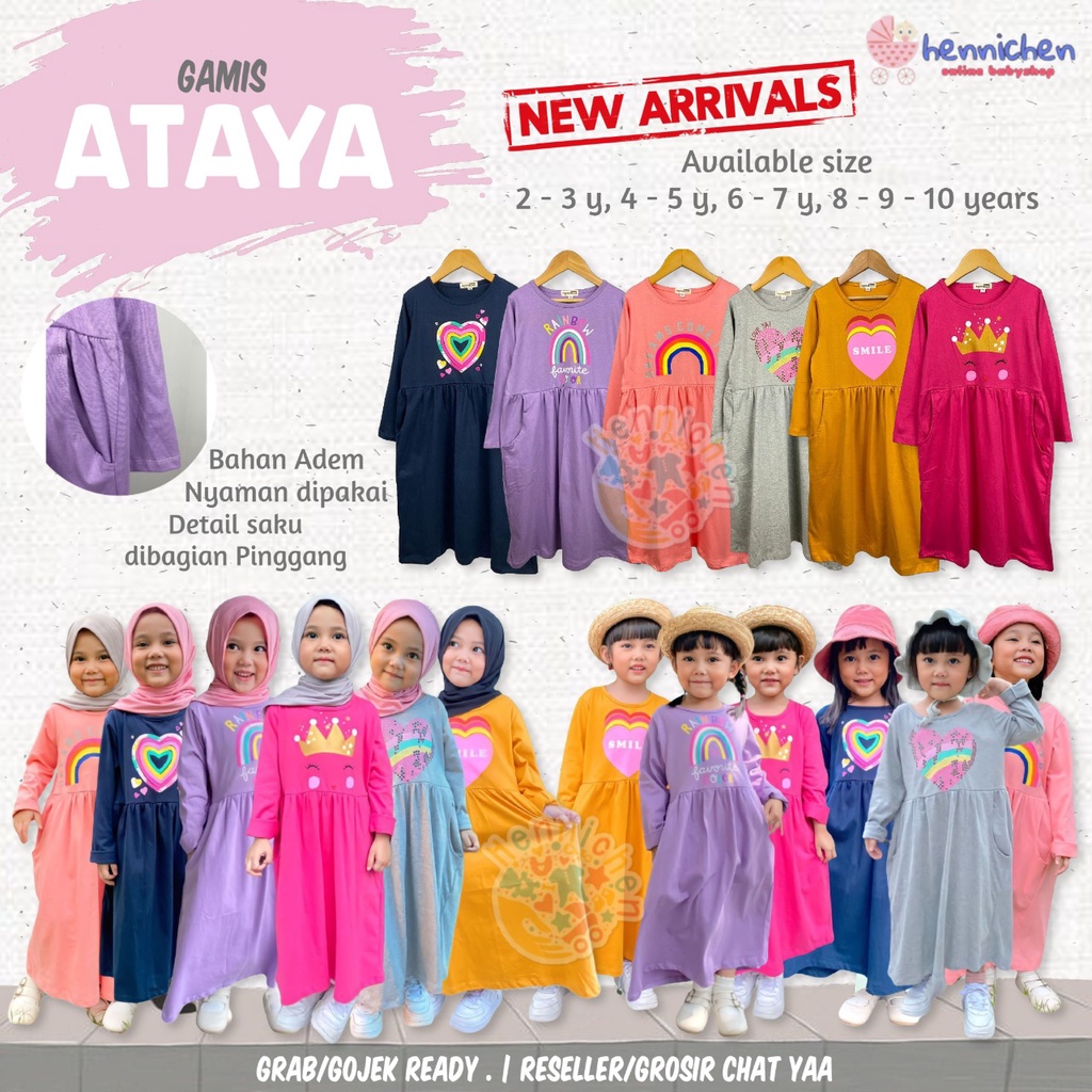 PROMO 7.7 Gamis Ataya 1-10 Tahun dengan Kaos Premium Smilee Pakaian Muslim Anak - BAJU LEBARAN ANAK