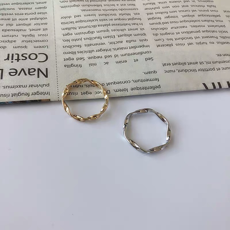 Cincin Elegan Motif Print Ombak Untuk Wanita