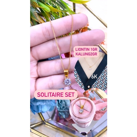 kalung emas + liontin solitaire COMBO HEMAT