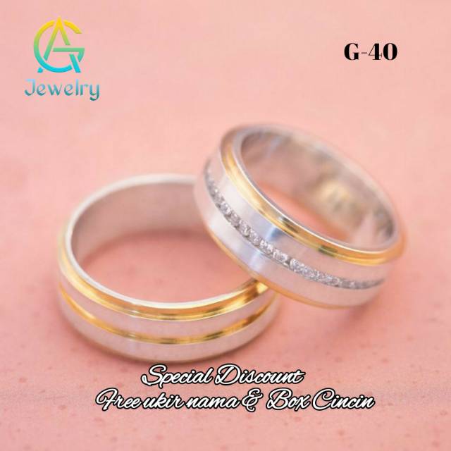 Cincin Emas Kawin Couple Palladium Sepasang G-40 Cincin ...