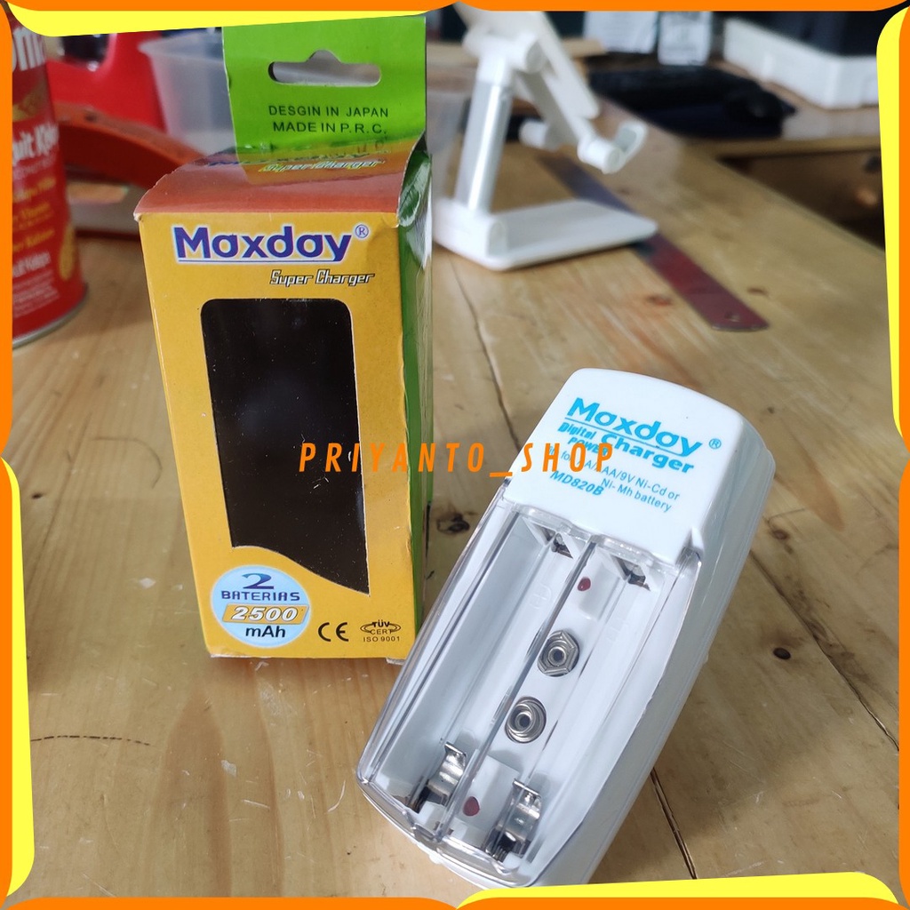 Cas Asli untuk Baterai A2 A3 9V Charger AA AAA 9V maxday 2 slot