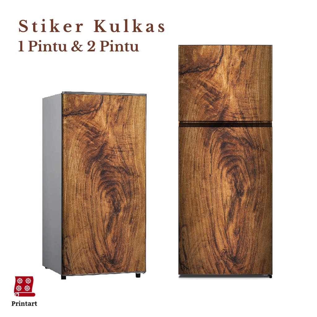 Stiker kulkas 1 pintu dan Stiker Kulkas 2 pintu motif Kayu kode WD-19 - FX