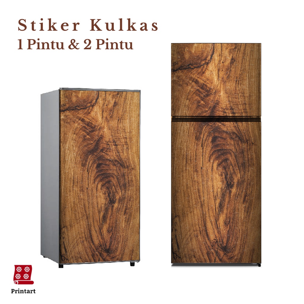 Stiker kulkas 1 pintu dan Stiker Kulkas 2 pintu motif Kayu kode WD-19 - FM