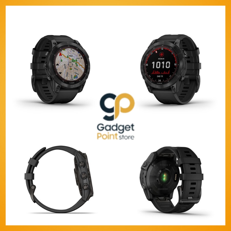 Garmin Fenix 7 Sapphire Solar Black DLC Titanium with Black Band - Original Garansi Resmi 2 Tahun