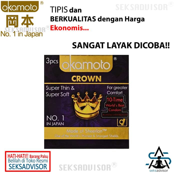 Zainosikon Okamoto Crown Kondom Super Thin & Super Soft - 3 Pcs