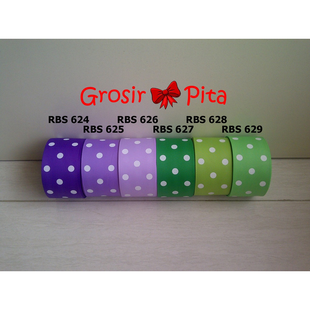 

(25 yard) Pita Grosgrain Motif Polkadot RBS 624,625,626,627,628,629 | Toko Bahan Craft | Grosir Pita