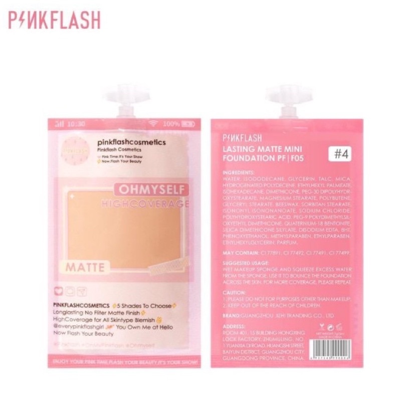 ✨NAGIHI✨ PINKFLASH Foundation Cream Matte Full Cover Pouch Tahan Air