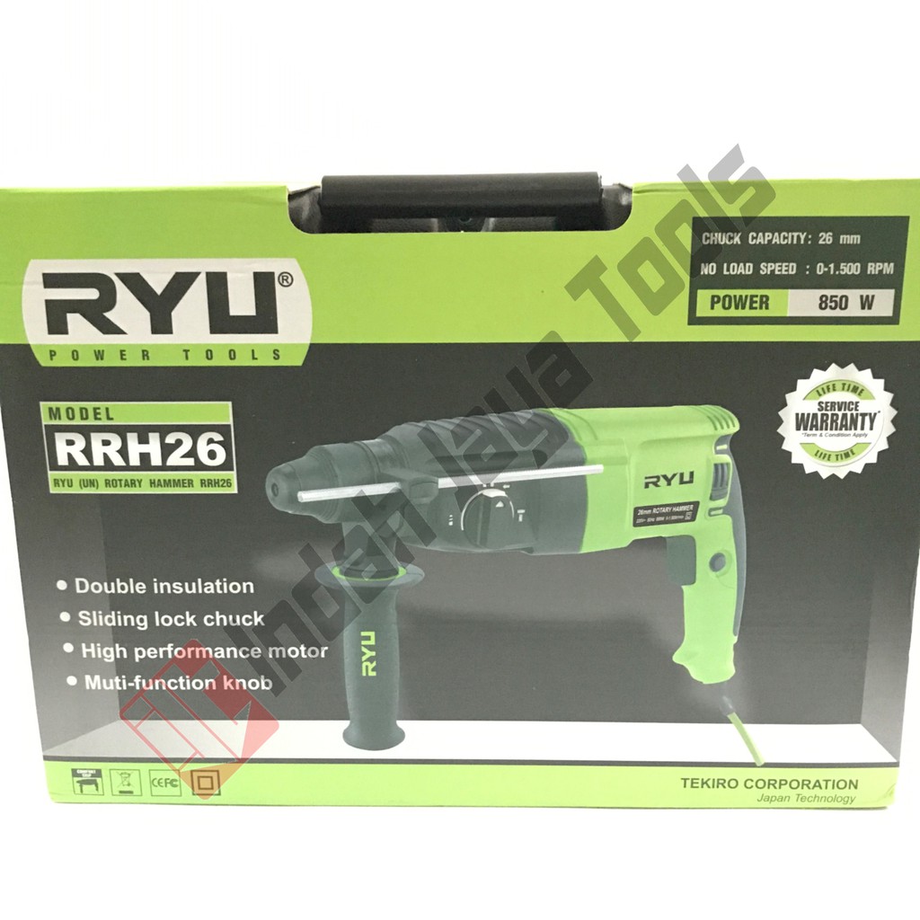 RYU RRH26 Mesin Bor Bobok Beton SDS Plus 26 mm - Rotary Hammer Tembok RRH 26