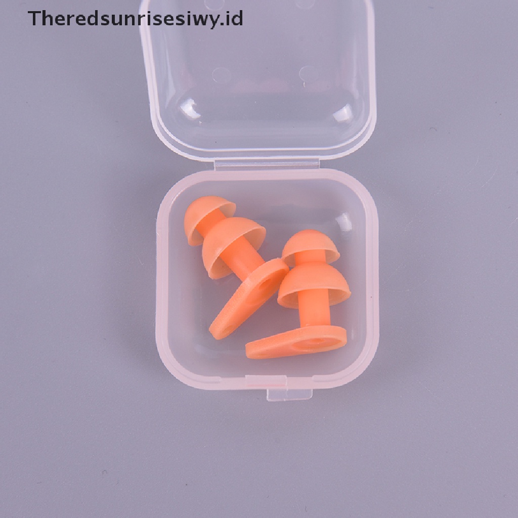 (Theredsunrisesiwy.Id) 1 Pasang Earplug Penutup Telinga Bahan Silikon Anti Air Untuk Berenang / Olahraga Air