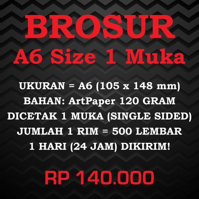 

Print Cetak 1 RIM Brosur Ukuran A6 AP120 Gram 1 Muka